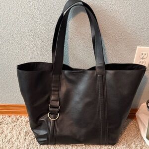 Steve Madden Black Leather Large Tote Bag
